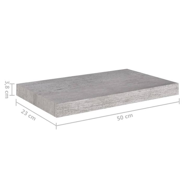 Étagères murales flottantes 4 pcs Gris béton 50x23x3,8 cm MDF - Photo n°10