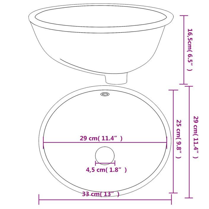 Évier de salle de bain blanc 33x29x16,5 cm ovale céramique - Photo n°9