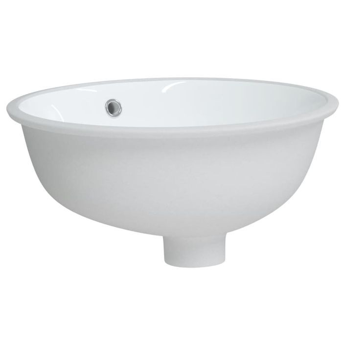 Évier de salle de bain blanc 37x31x17,5 cm ovale céramique - Photo n°3