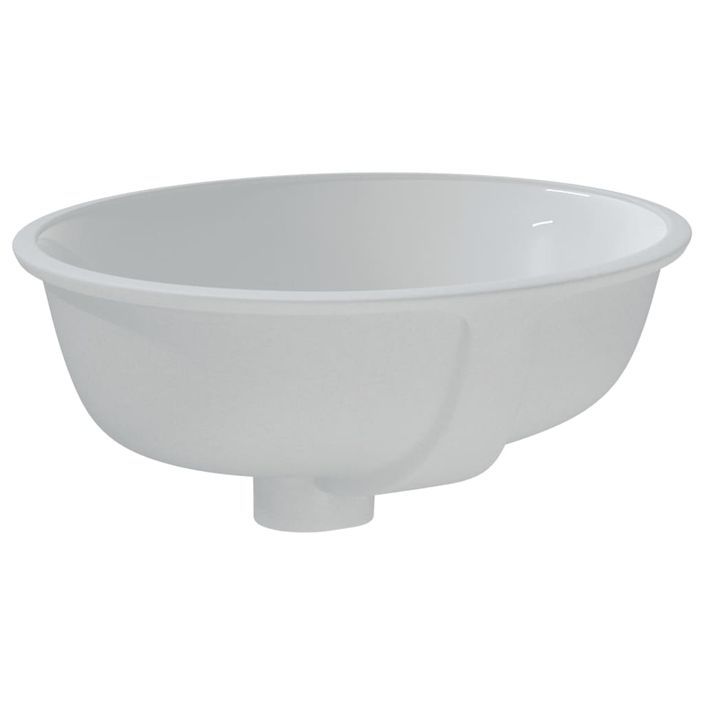 Évier de salle de bain blanc 37x31x17,5 cm ovale céramique - Photo n°5