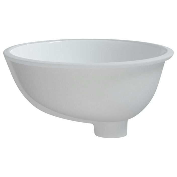Évier de salle de bain blanc 37x31x17,5 cm ovale céramique - Photo n°6