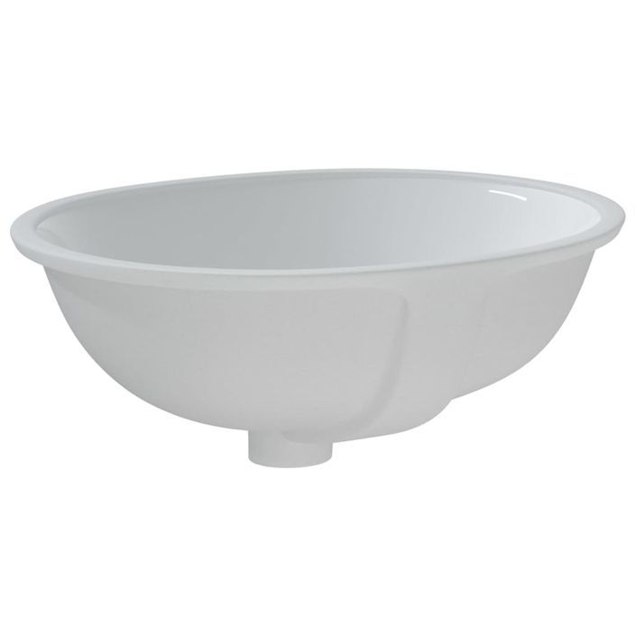 Évier de salle de bain blanc 47x39x21 cm ovale céramique - Photo n°5