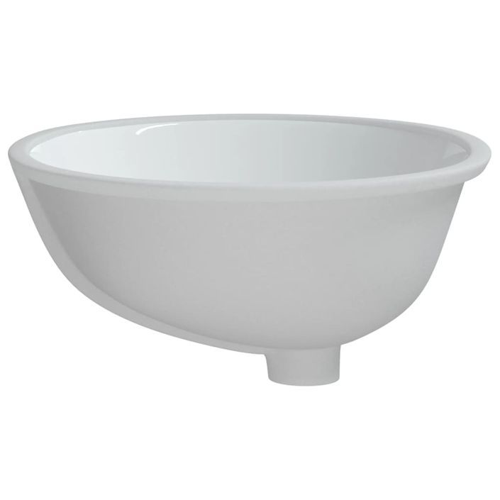 Évier de salle de bain blanc 47x39x21 cm ovale céramique - Photo n°6