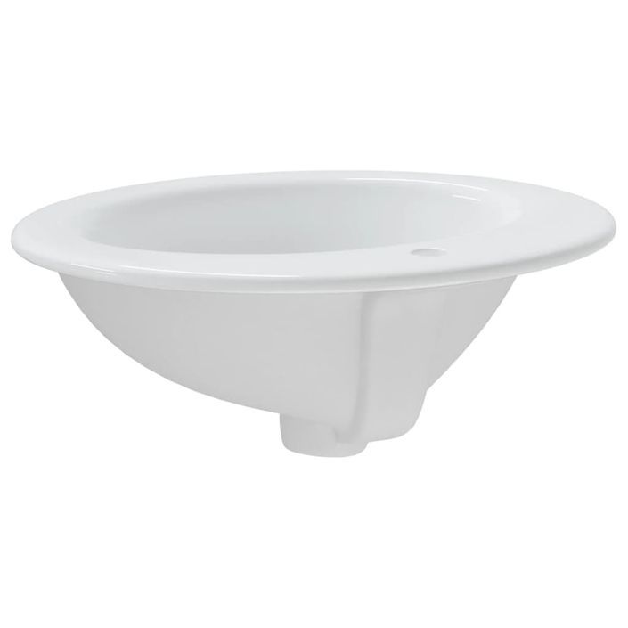 Évier de salle de bain blanc 52x46x20 cm ovale céramique - Photo n°7