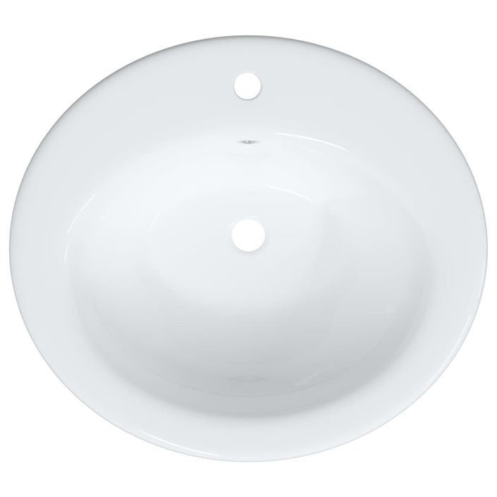 Évier de salle de bain blanc 52x46x20 cm ovale céramique - Photo n°8