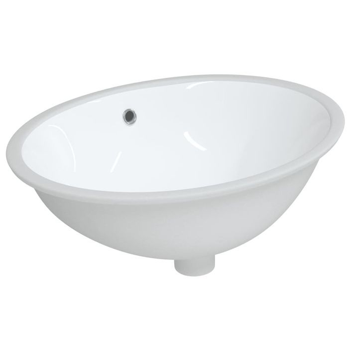 Évier de salle de bain blanc 56x41x20 cm ovale céramique - Photo n°2