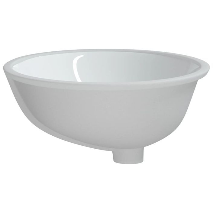 Évier de salle de bain blanc 56x41x20 cm ovale céramique - Photo n°6