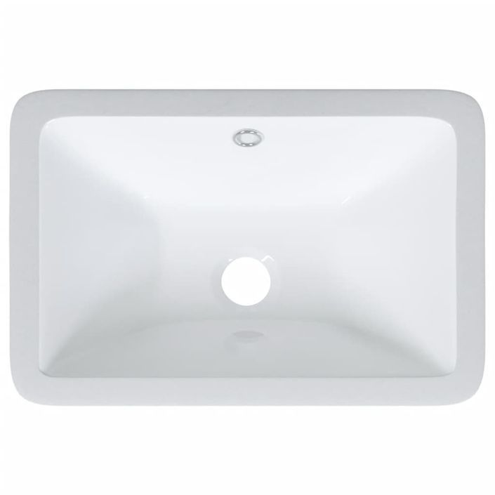 Évier de salle de bain blanc rectangulaire céramique - Photo n°7