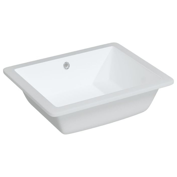 Évier de salle de bain blanc rectangulaire céramique - Photo n°2