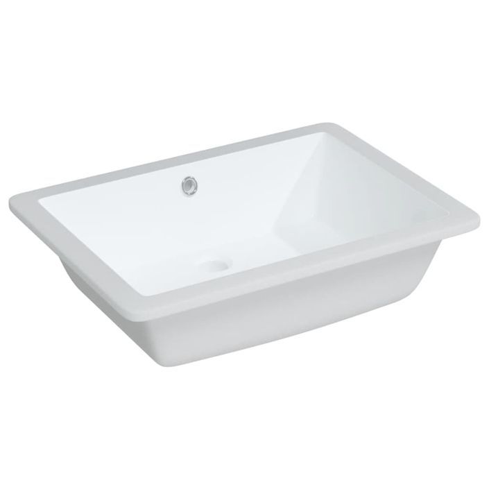 Évier de salle de bain blanc rectangulaire céramique - Photo n°2