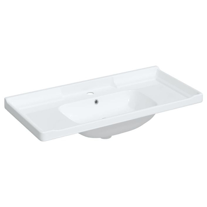 Évier salle de bain blanc 100x48x23 cm rectangulaire céramique - Photo n°2