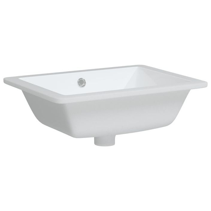 Évier salle de bain blanc 46,5x35x18 cm rectangulaire céramique - Photo n°3