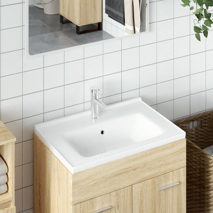 Évier salle de bain blanc 71x48x19,5 cm rectangulaire céramique - Photo n°1