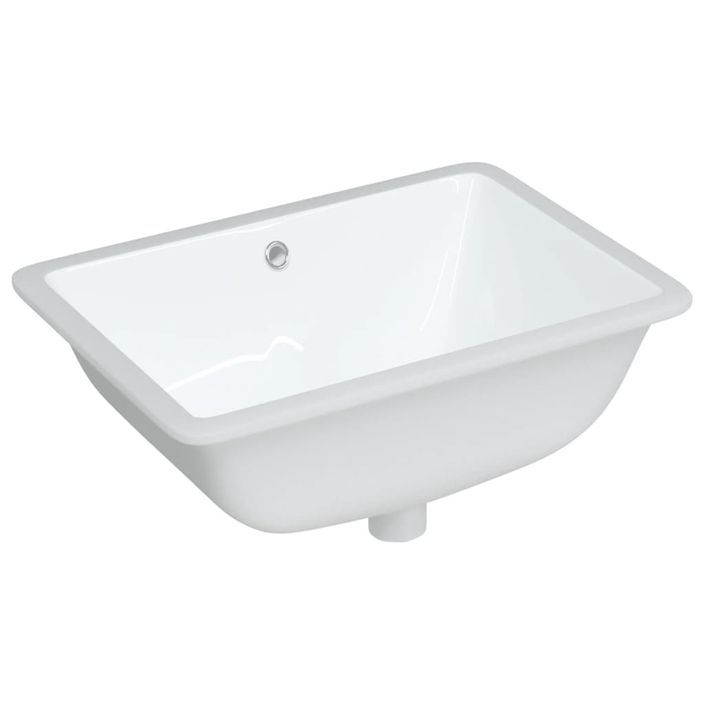 Évier salle de bain blanc rectangulaire céramique - Photo n°2