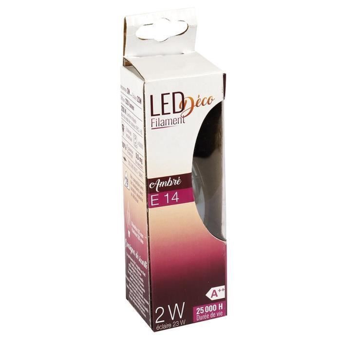 EXPERTLINE Ampoule LED filament ambrée E14 2 W équivalent a 23 W blanc chaud - Photo n°3