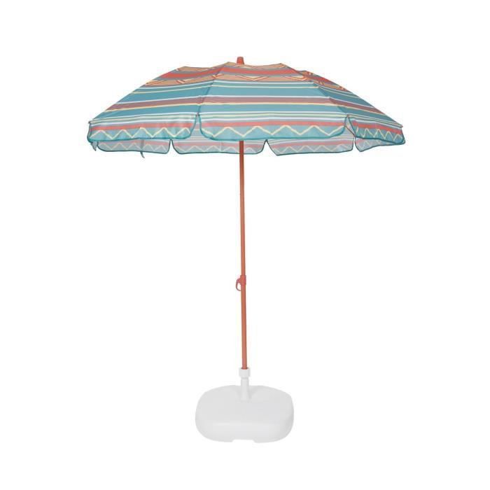 EZPELETA Parasol de plage Fold - Ø 180 cm - Rayé vert Socle non inclus - Photo n°1