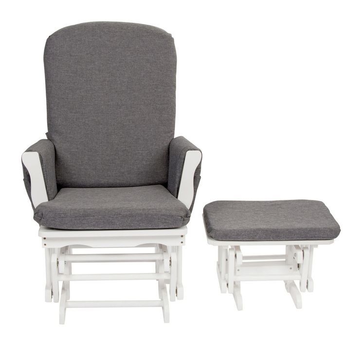 Fauteuil à bascule avec repose-pieds tissu gris Gliss - Photo n°1