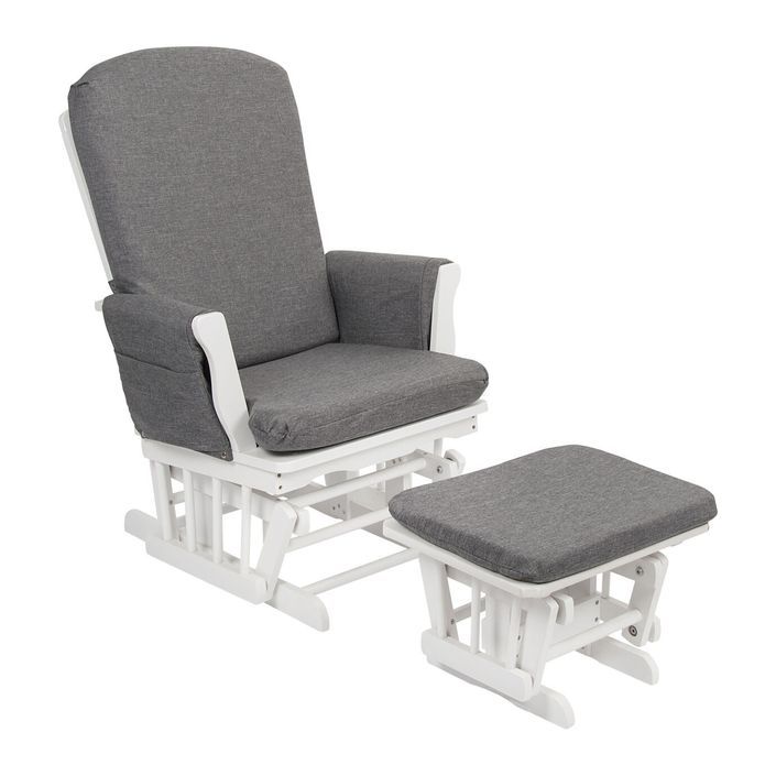 Fauteuil à bascule avec repose-pieds tissu gris Gliss - Photo n°2