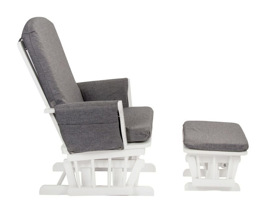 Fauteuil à bascule avec repose-pieds tissu gris Gliss - Photo n°3