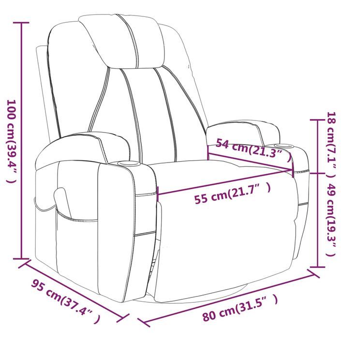 Fauteuil à bascule de massage Anthracite Similicuir - Photo n°9