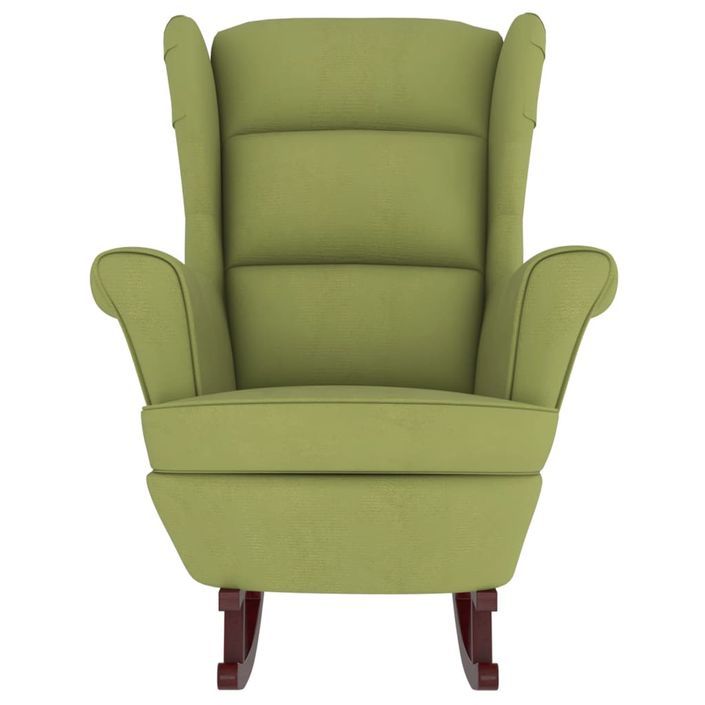 Fauteuil à bascule et pieds en bois d'hévéa Vert clair Velours - Photo n°3