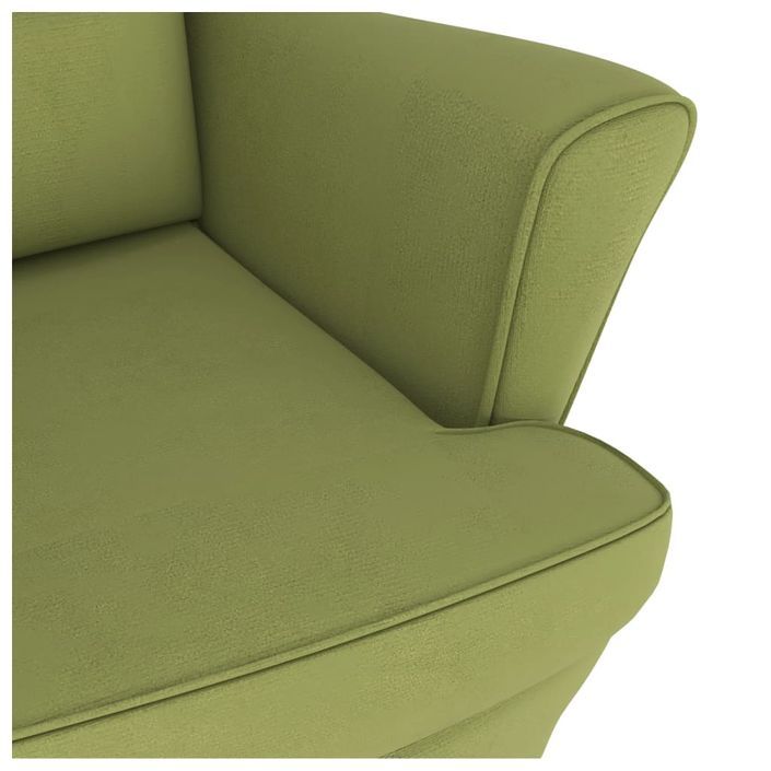 Fauteuil à bascule et pieds en bois d'hévéa Vert clair Velours - Photo n°6