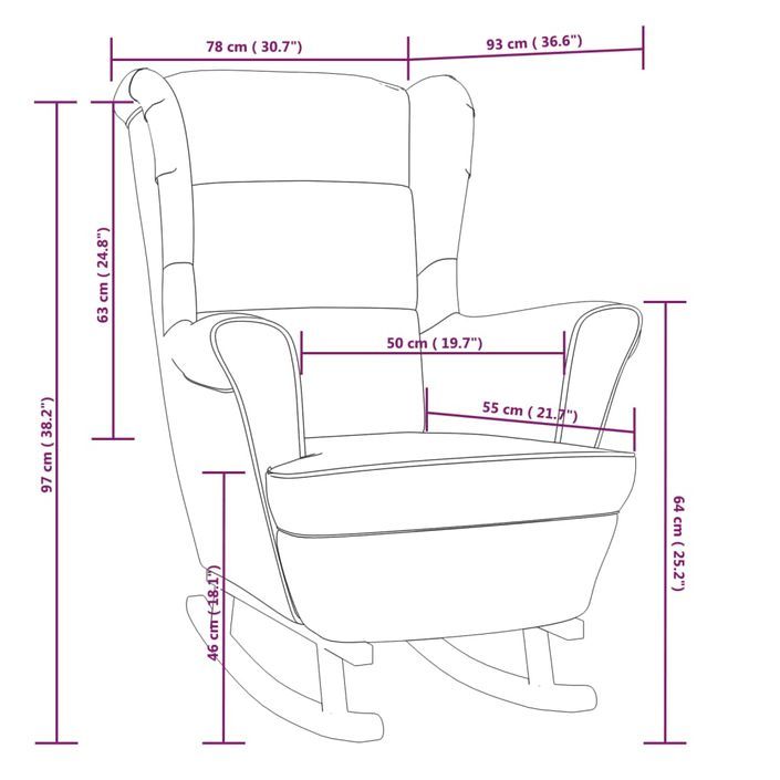 Fauteuil à bascule et pieds en bois d'hévéa Vert clair Velours - Photo n°8