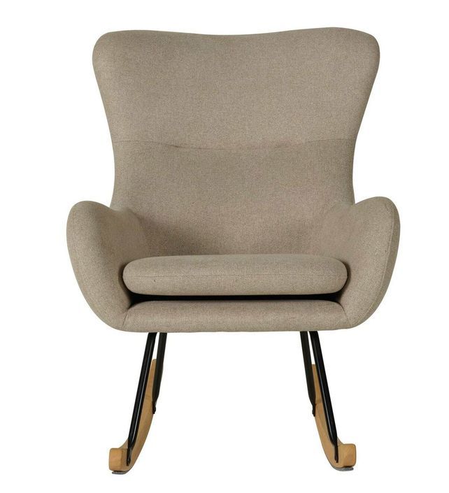 Fauteuil à bascule tissu beige Neya - Photo n°1