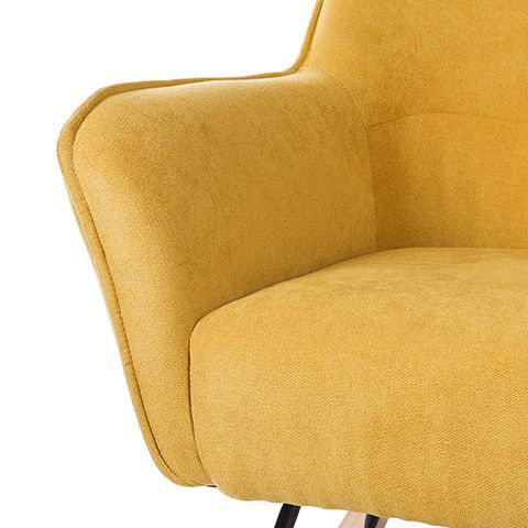 Fauteuil à bascule tissu jaune moutarde et pieds bois clair Kopen 75 cm - Photo n°5