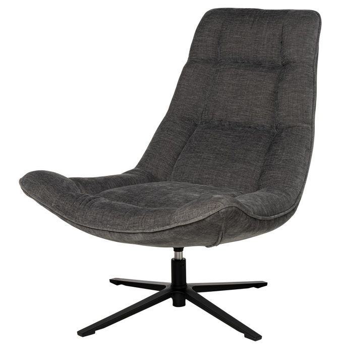 Fauteuil assise large rotatif à 360º tissu gris foncé matelassé Farma 83 cm - Photo n°1