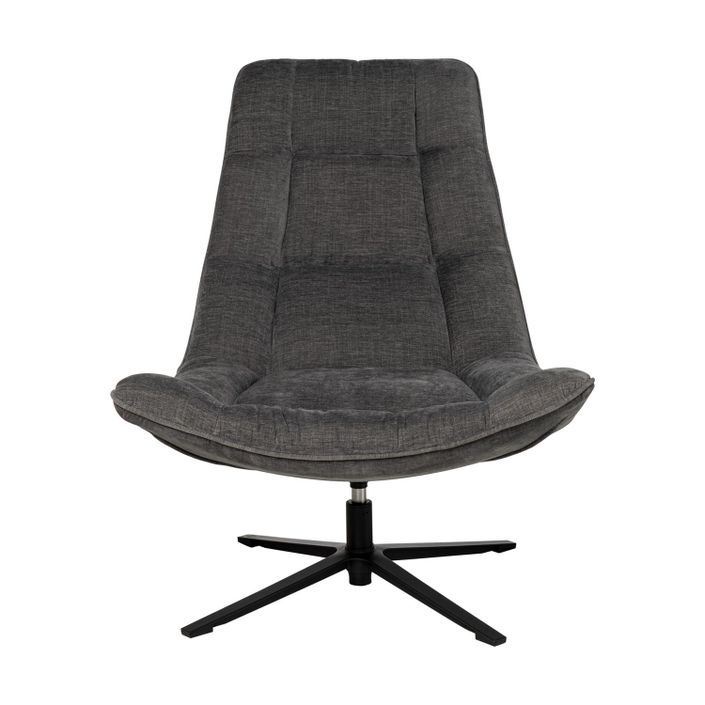 Fauteuil assise large rotatif à 360º tissu gris foncé matelassé Farma 83 cm - Photo n°4