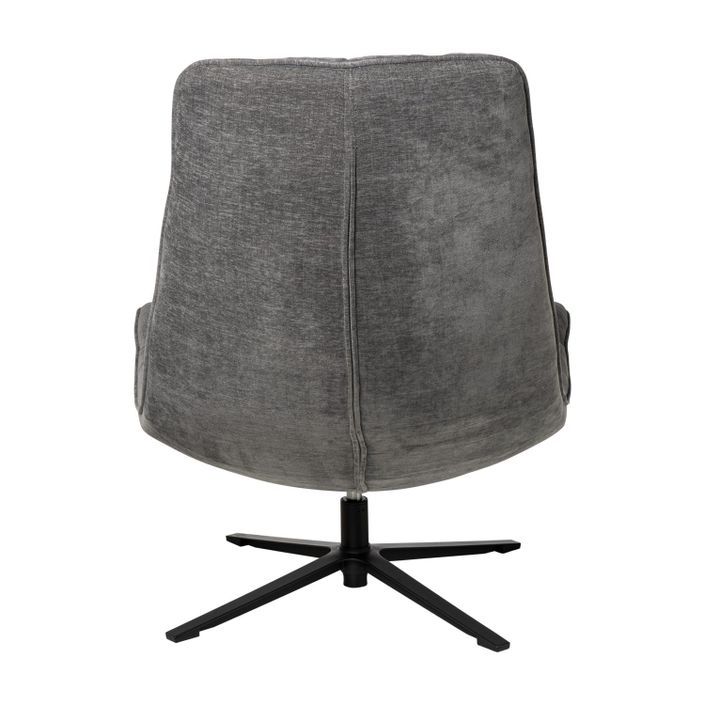 Fauteuil assise large rotatif à 360º tissu gris foncé matelassé Farma 83 cm - Photo n°5