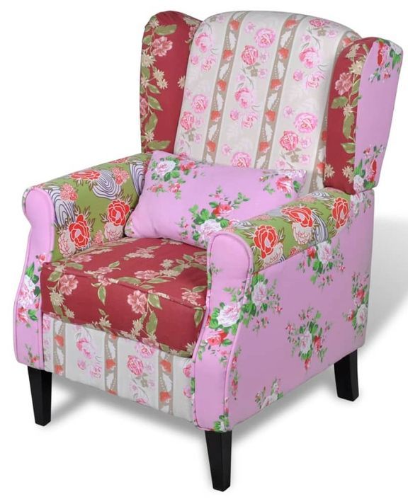 Fauteuil avec design de patchwork Tissu 2 - Photo n°1