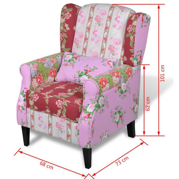 Fauteuil avec design de patchwork Tissu 2 - Photo n°6