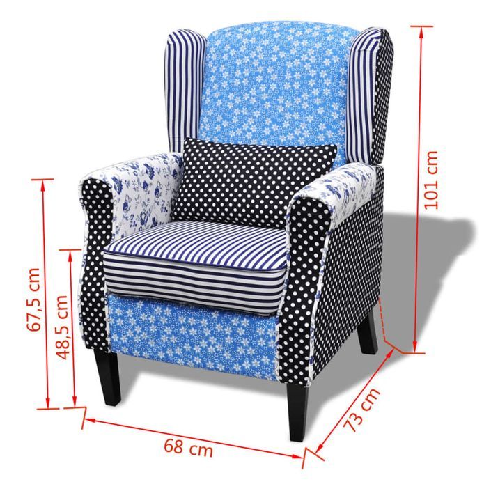 Fauteuil avec design de patchwork Tissu - Photo n°6