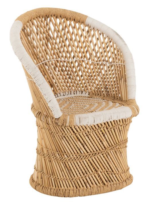 Fauteuil avec dossier en bambou naturel blanc Zephir L 66.5 cm - Photo n°1