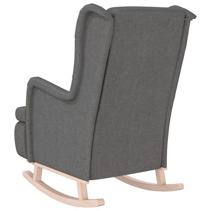 Fauteuil avec pieds à bascule en bois d'hévéa Gris clair Tissu - Photo n°5