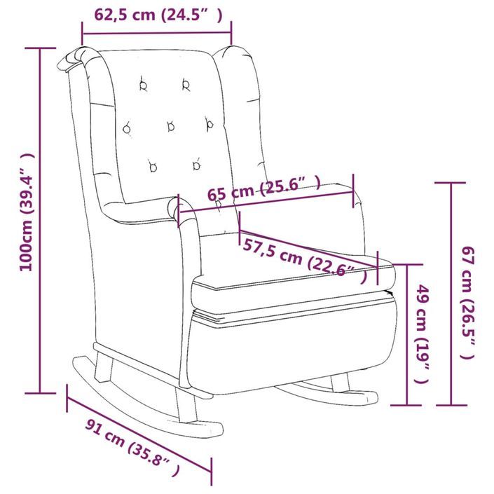 Fauteuil avec pieds à bascule en bois d'hévéa Gris clair Tissu - Photo n°8