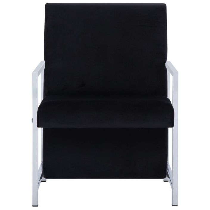 Fauteuil avec pieds en chrome Noir Velours - Photo n°4