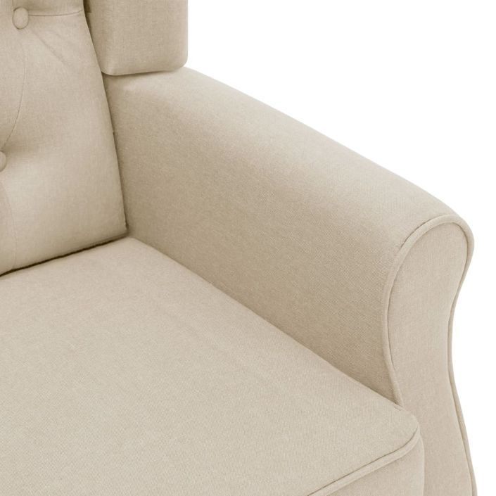 Fauteuil avec repose-pied Crème Tissu - Photo n°6