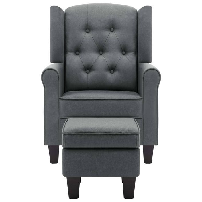 Fauteuil avec repose-pied Gris clair Tissu - Photo n°3