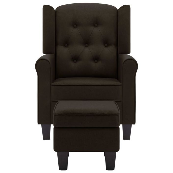 Fauteuil avec repose-pied Marron foncé Tissu - Photo n°3