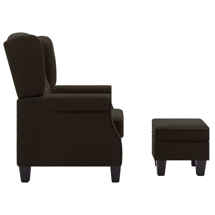 Fauteuil avec repose-pied Marron foncé Tissu - Photo n°4