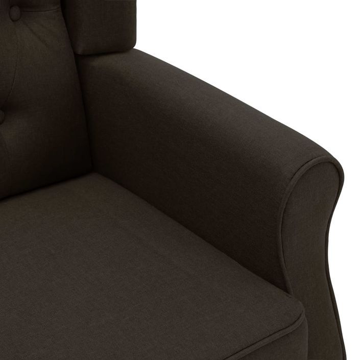 Fauteuil avec repose-pied Marron foncé Tissu - Photo n°6