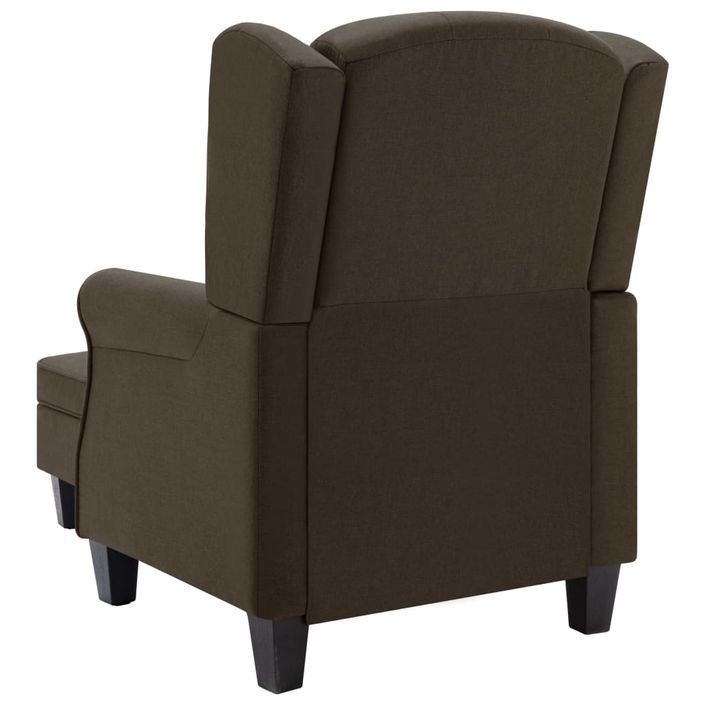 Fauteuil avec repose-pied Marron Tissu - Photo n°5