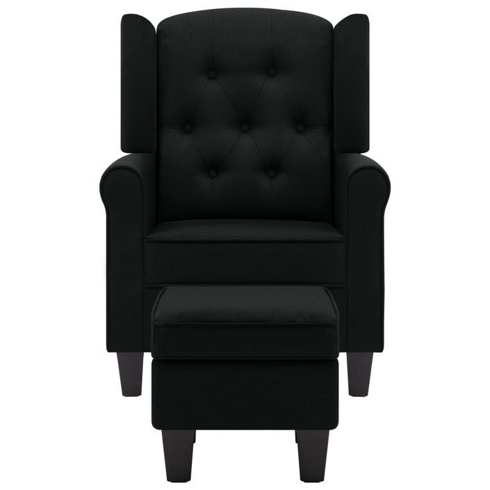 Fauteuil avec repose-pied Noir Tissu - Photo n°4