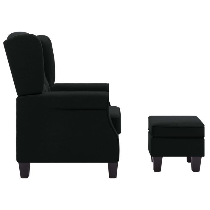 Fauteuil avec repose-pied Noir Tissu - Photo n°5