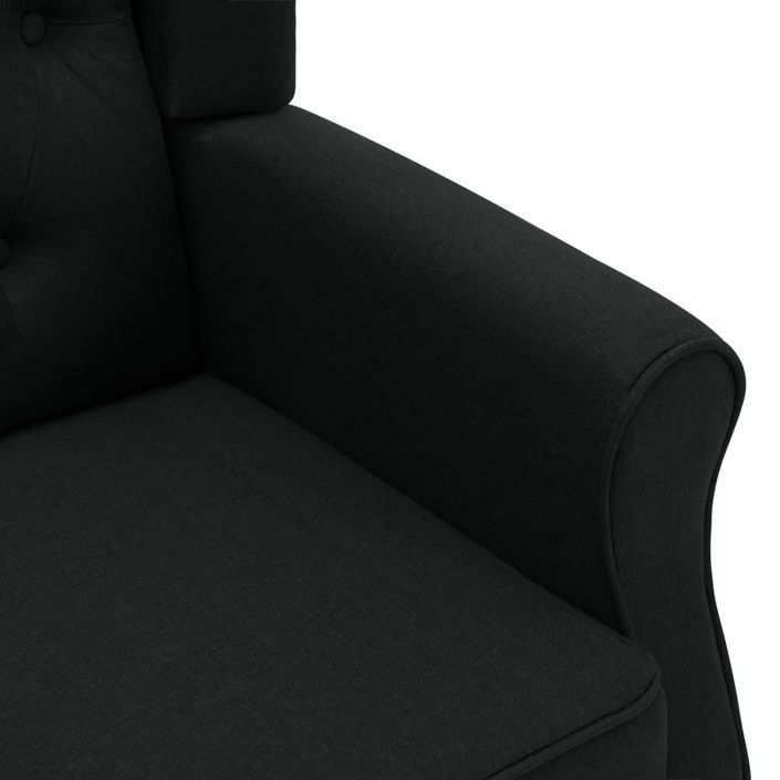 Fauteuil avec repose-pied Noir Tissu - Photo n°7