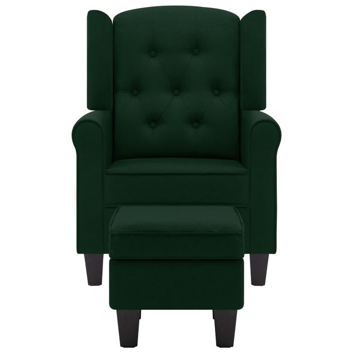 Fauteuil avec repose-pied Vert foncé Tissu - Photo n°3