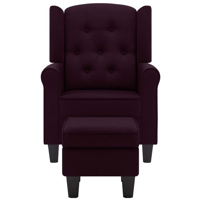 Fauteuil avec repose-pied Violet Tissu - Photo n°3